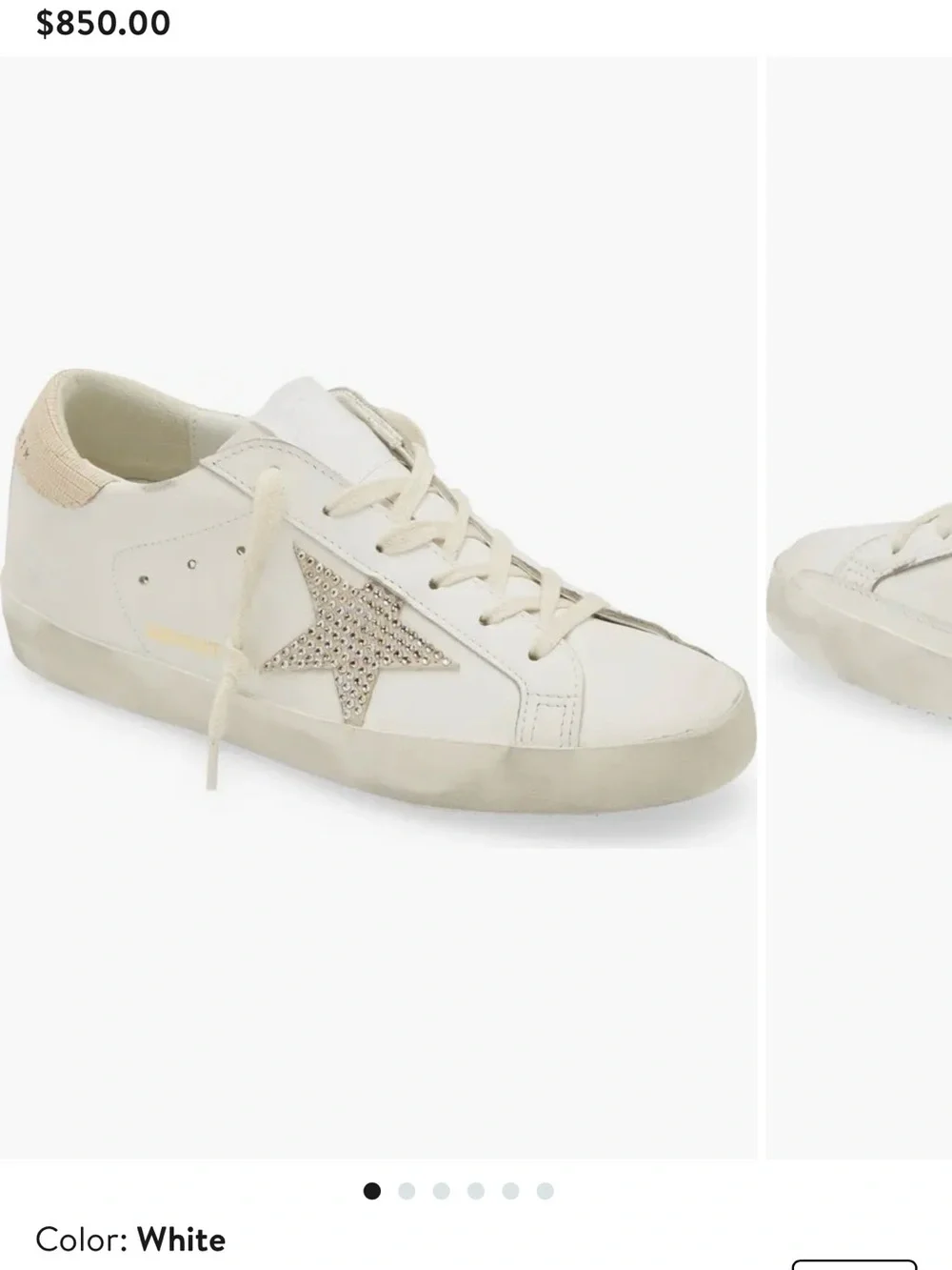 Golden Goose White Women's Low-Top Sneakers with Rhinestone Star Accent
